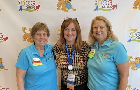 Jenn Dahinten with Robin Bennett and Susan Briggs, founders of The Dog Gurus, at The Dog Gurus Summit 2021.